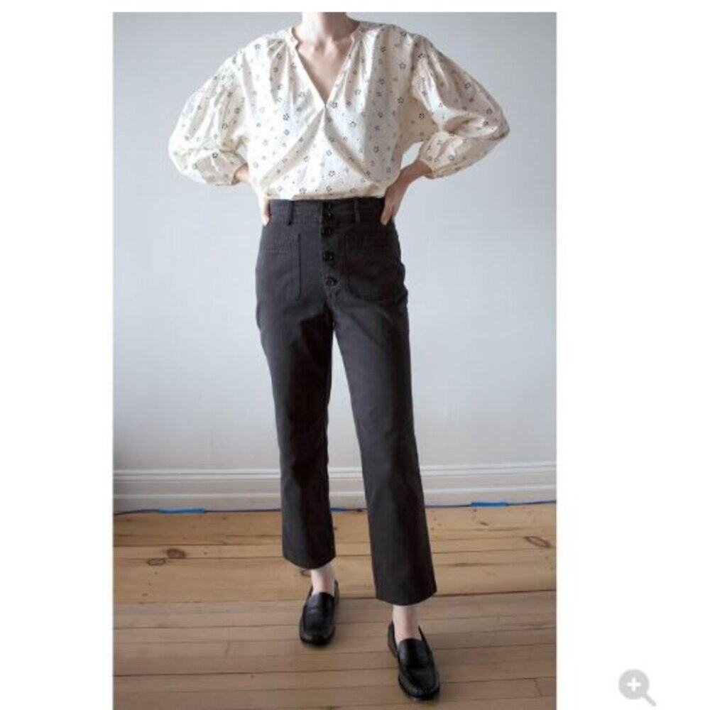 Apiece Apart Marston Black Button Fly Cotton Twill Trouser Pants Sz 4